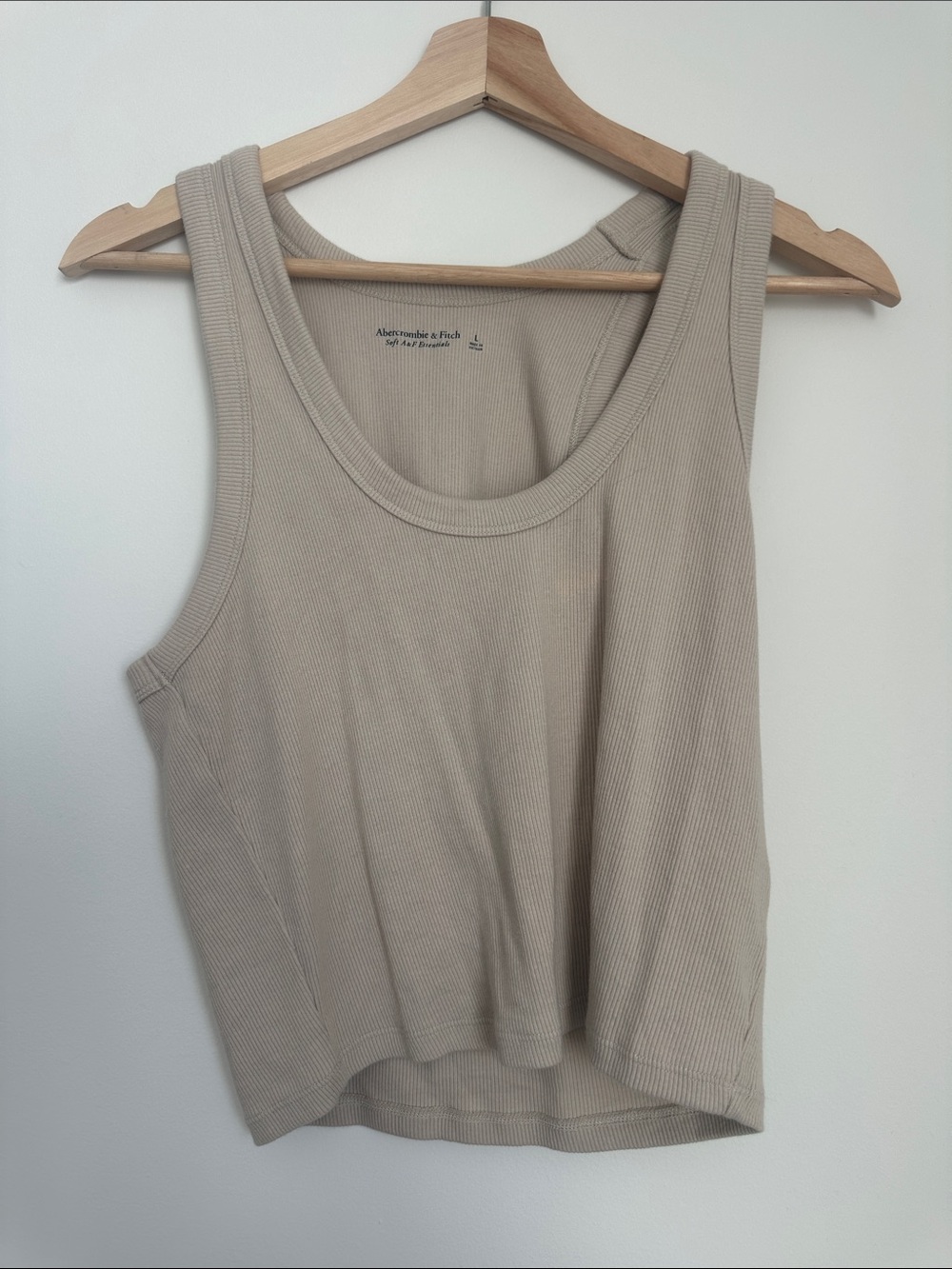 Abercrombie & Fitch Ribbed Scoop-Neck Tank in Light Beige, Grey and White (3pk)